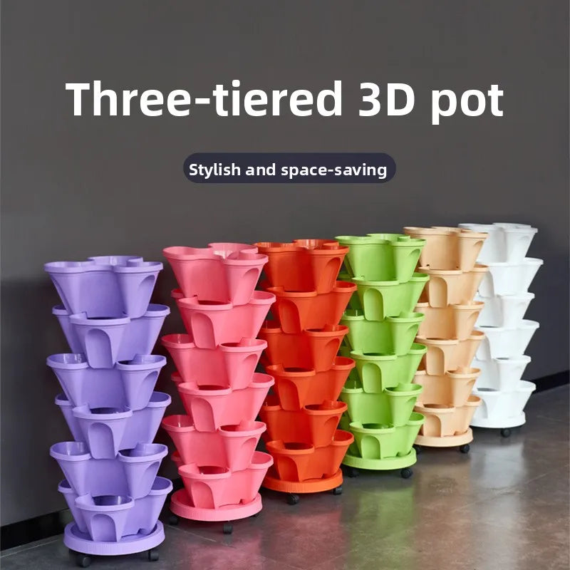 Plastic Flower Pot Multi-Layer Planting Box