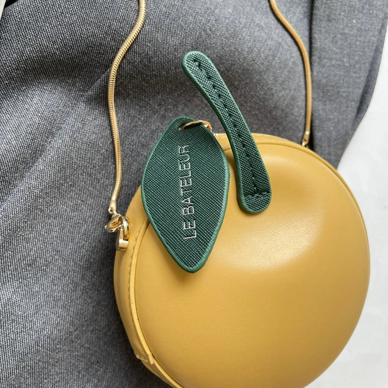 Trendy Apple Shaped Chain Women's Crossbody Bag PU Zipper Fashionable Sewing Thread High Quality Mini Wallet  Bolsas De Mujer