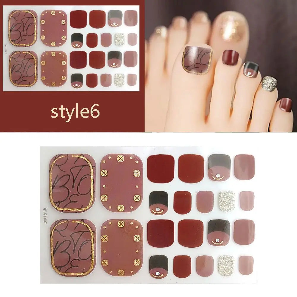 Beauty & Health False Nails Stripe Self-adhesive Waterproof Foot Decorations Manicure Decals Fresh Style Toe Nail Stickers