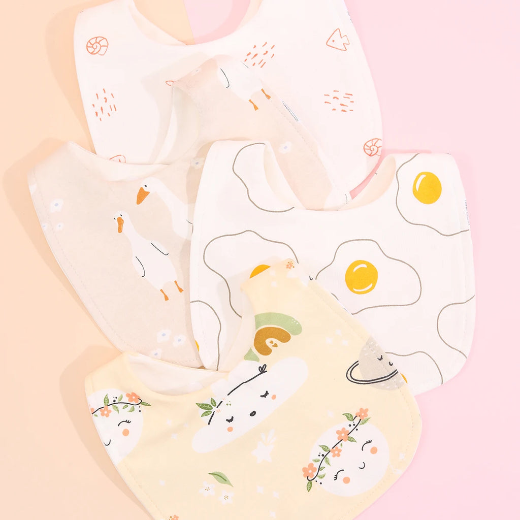 4pcs Cotton Soft Baby Adjustable Bibs Infant Bib Newborn Burp Cloths Bandana Scarf for Kids Boy Girls Feeding Saliva Towel