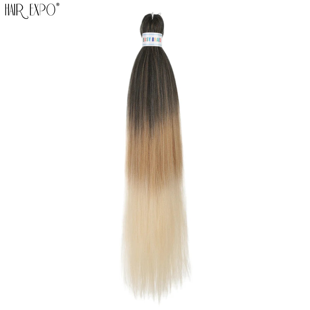 26Inch Easy Braids Hair Synthetic Colourful Pre Stretched Braiding Hair Extensions Jumbo Braids Ombre Yaki Long Straight Hair