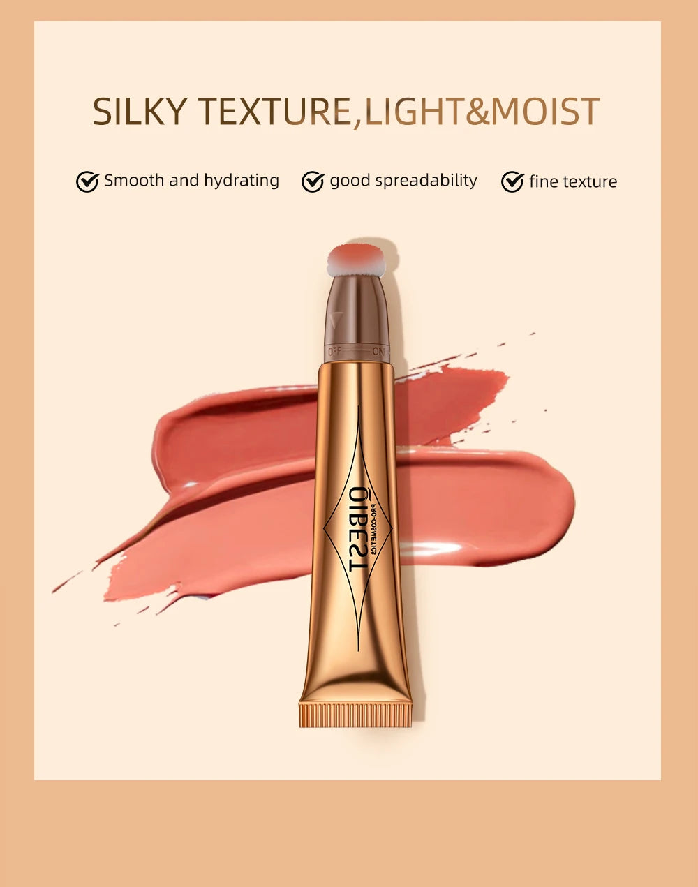 QIBEST Cushion-Applicator Liquid Blush (Waterproof, Soft-Matte)