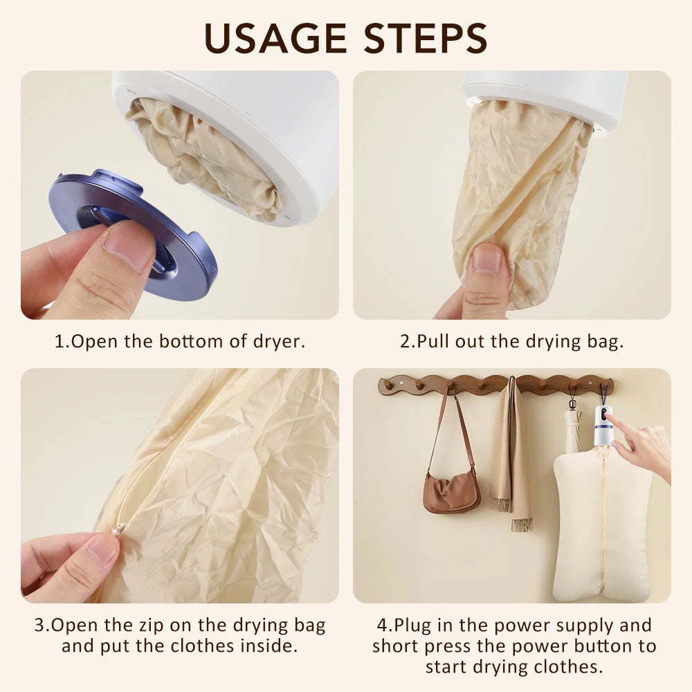 110-220V Smart Portable Clothes Dryer Clothes Laundry Tumble Dryer With Timing Laundry Dryers Outdoor Travel Garment Clothing