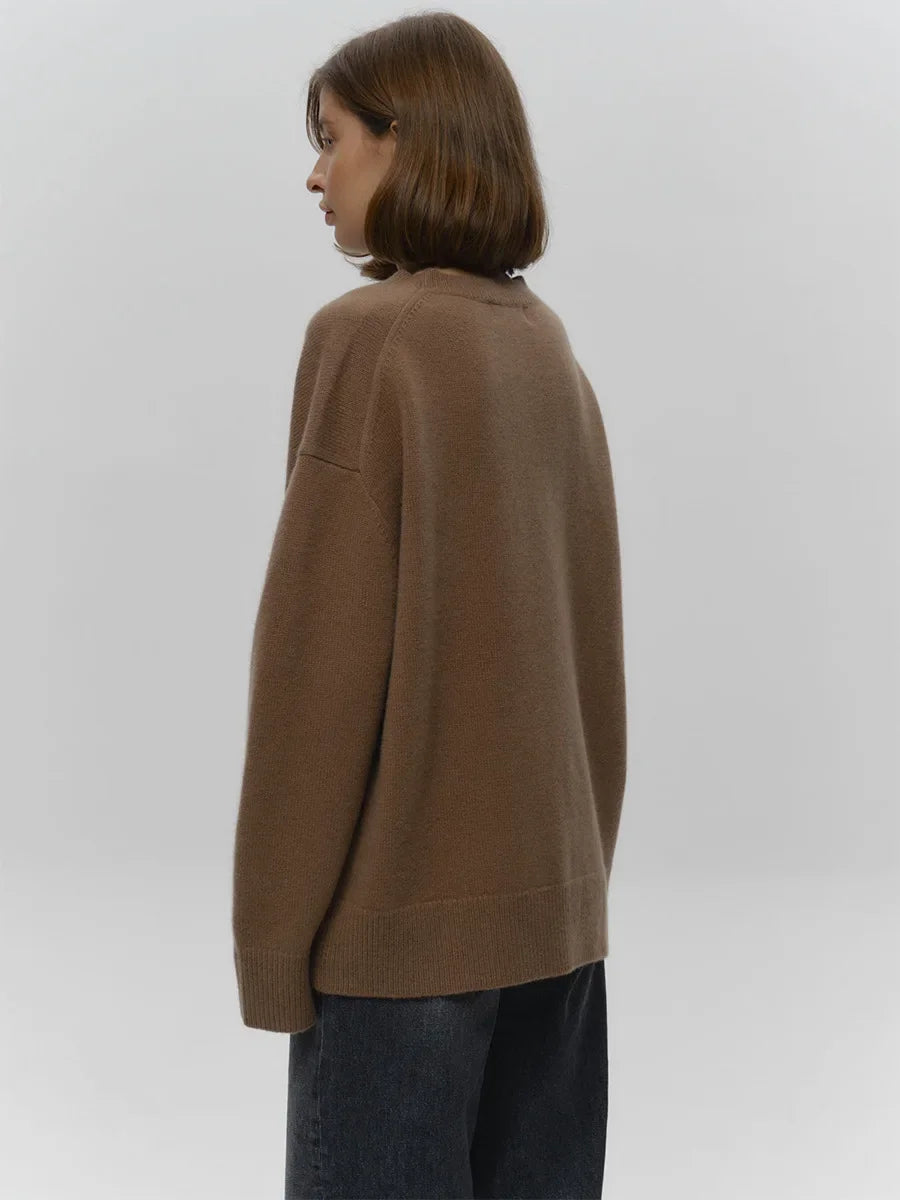 Blubelle Women’s Oversized Knit Sweater – Thick Warm O-Neck Pullover, Solid Color Casual Jumper (Autumn/Winter)