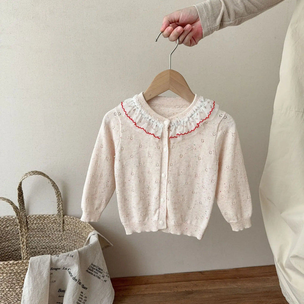 2026 Spring Baby Girls Clothes Single Breast Girls Knitwear Hollow Out Girls Sweaters Thin Style Girls Clothing