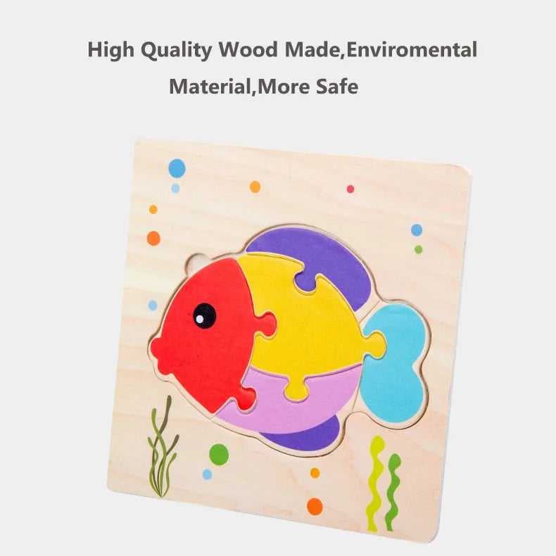 Wooden 3D Puzzles Tangram Shapes Learning Educational Cartoon Animal Intelligence Jigsaw Toys For Children Gift