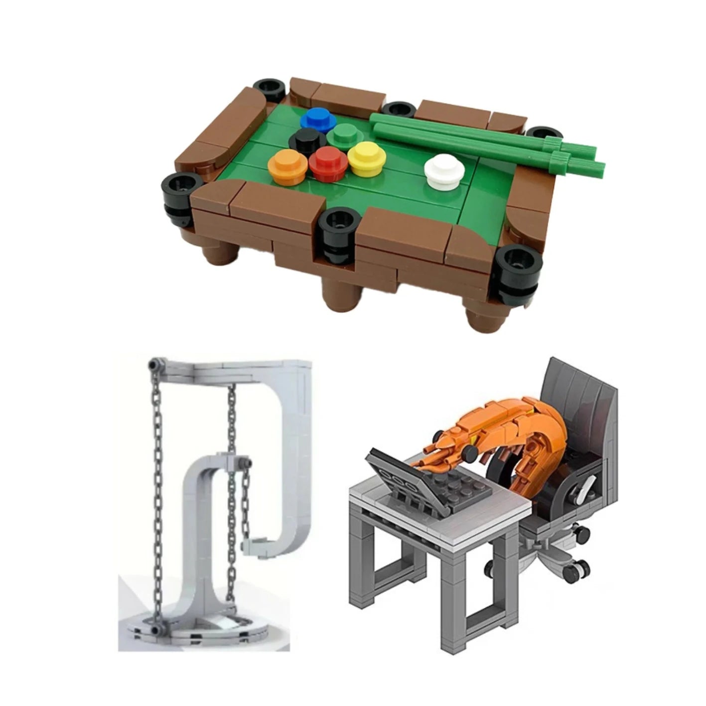 New Creative Desktop Decorative Shrimp Building Blocks Balance Frame Billiards Model Kit MOC Puzzle Assembly Toys & Gifts