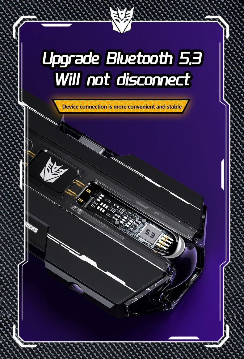 TRANSFORMERS TF-T01 TWS Earbuds — Bluetooth 5.3, Dual Mode, Low Latency