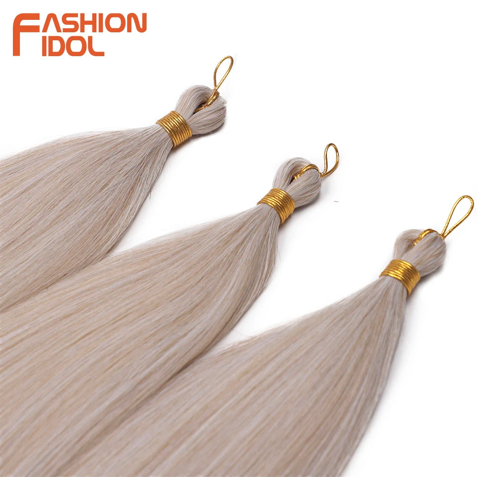 Ariel Straight Hair Bundles Crochet Braids Hair Synthetic 28 Inch 3PCS Braiding Hair Ombre Blonde Yaki Crochet Hair Extensions