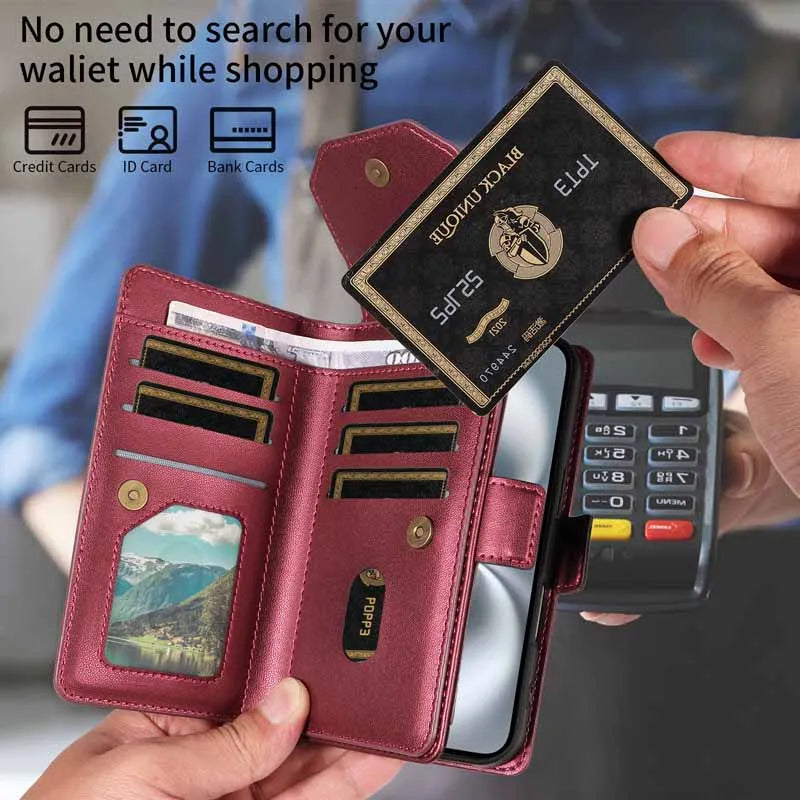 Leather Case For Samsung Galaxy S25 Ultra S24 S23 S22 S21 FE S20 S10 Plus Note 10 8 9 20 Edge Flip Wallet Multi-card Phone Cover