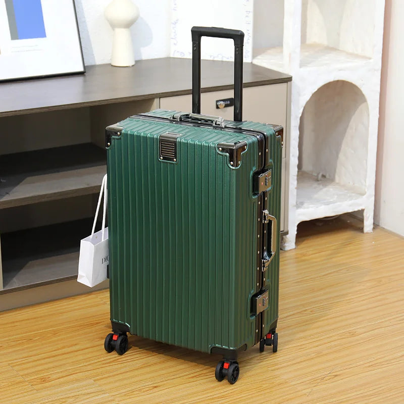 Luggage Suitcase Aluminum Frame 20 Trolley Case Universal Wheels 24 Female Male Students 26 Durable Password 28inch Leather Case