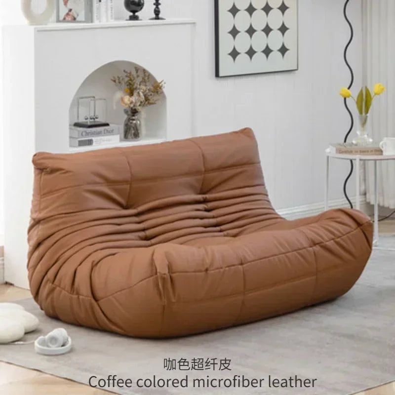 Single Casual Sofa Chair with Cat Scratch Leather Nordic Togo Lazy Caterpillar Sofa Bedroom Living Room Balcony Suede Sofa