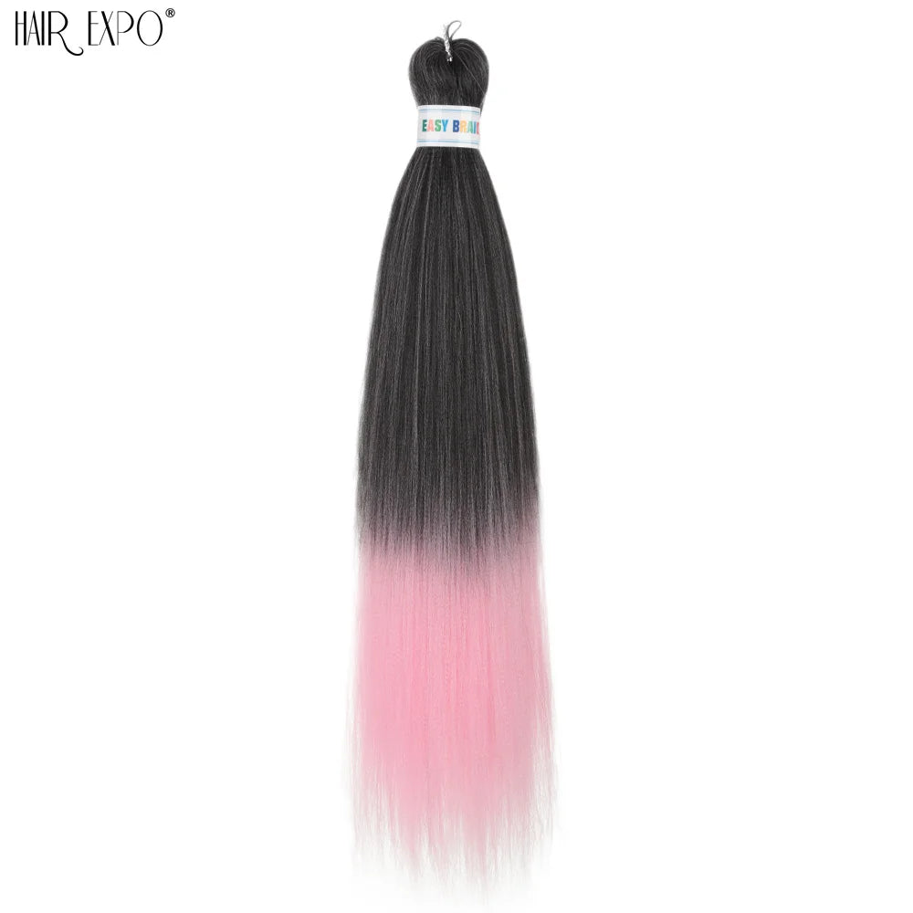 26Inch Easy Braids Hair Synthetic Colourful Pre Stretched Braiding Hair Extensions Jumbo Braids Ombre Yaki Long Straight Hair