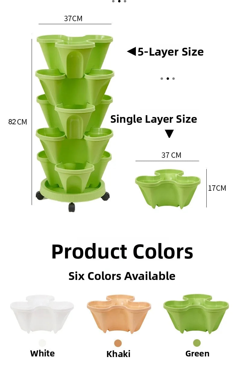 Plastic Flower Pot Multi-Layer Planting Box