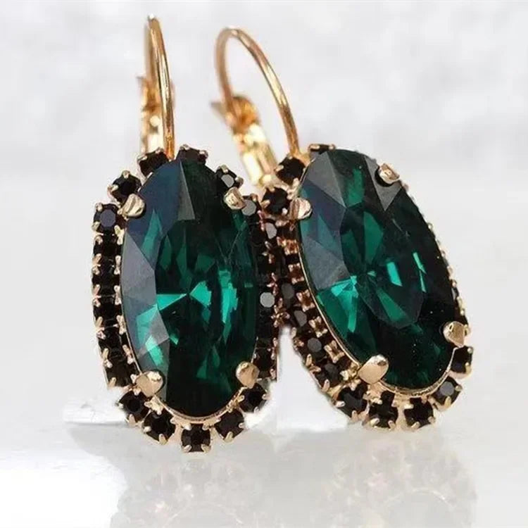 Green Crystal Drop Earrings | Elegant Zirconia Luxury Jewelry for Women