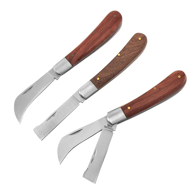 Folding Grafting Knife – Wooden Handle Fruit Tree Grafting Tool