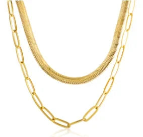 Merci Girl 18K Gold-Plated Triple-Layer Pendant Necklace — Stainless Steel, Waterproof & Colorfast