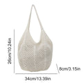 Women Knitting Shoulder Bag Large Capacity Knitting Underarm Bag Solid Crochet Tote Handbag Summer Mesh Beach Bag Hobo Bag