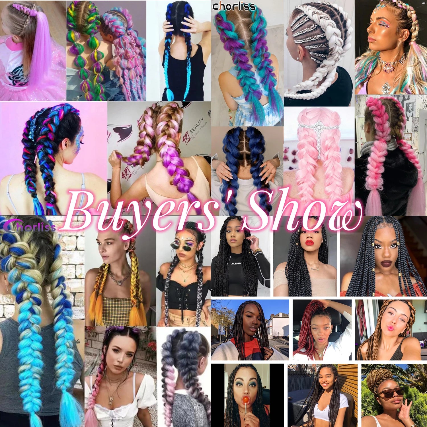 Chorliss Pre-Stretched Jumbo Braids — 24"/26" Synthetic Yaki Ombre (80–90 g, 105 Colors)