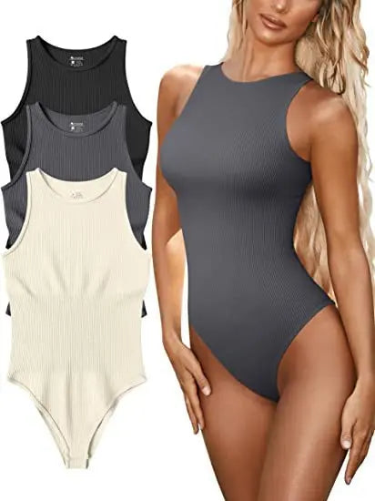 Ribbed Sleeveless Bodysuit (Tummy Control)