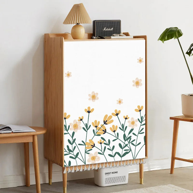 Nature Plant Potted Nordic Cabinet Short Curtains Punch-free Half-curtain Dust Cover Shoe Shelf Kitchen Storage Shelf Curtains