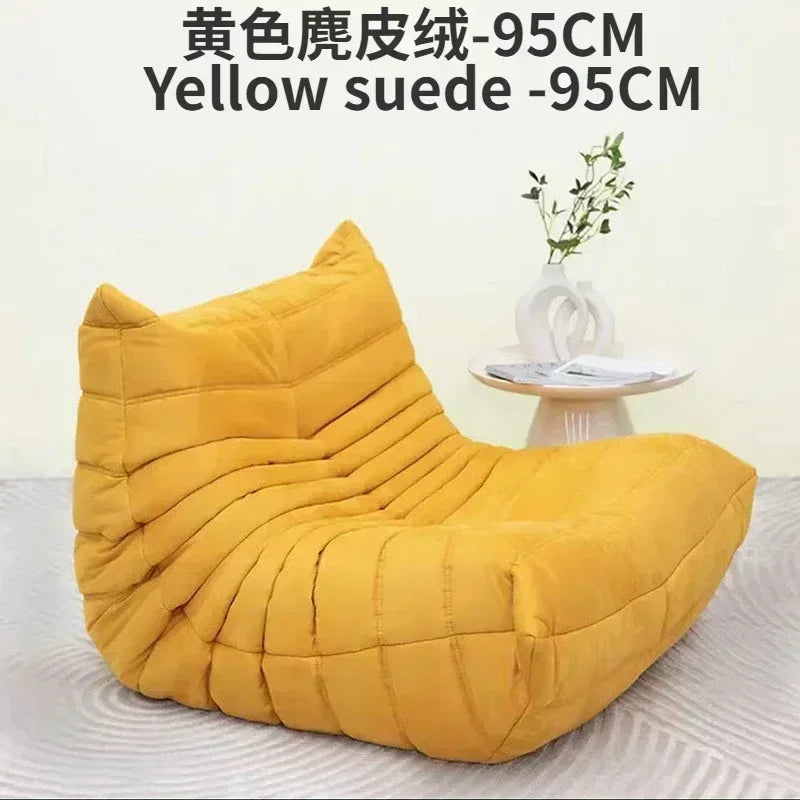Single Casual Sofa Chair with Cat Scratch Leather Nordic Togo Lazy Caterpillar Sofa Bedroom Living Room Balcony Suede Sofa
