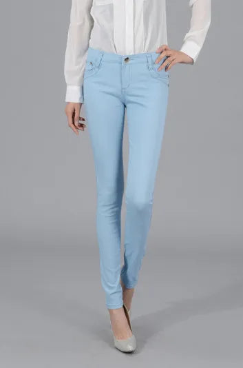 Women Color Pants Tapered Leg  Skinny Stretch Slim Jeans Skinny Trousers  Pockets  for Daily ouc073