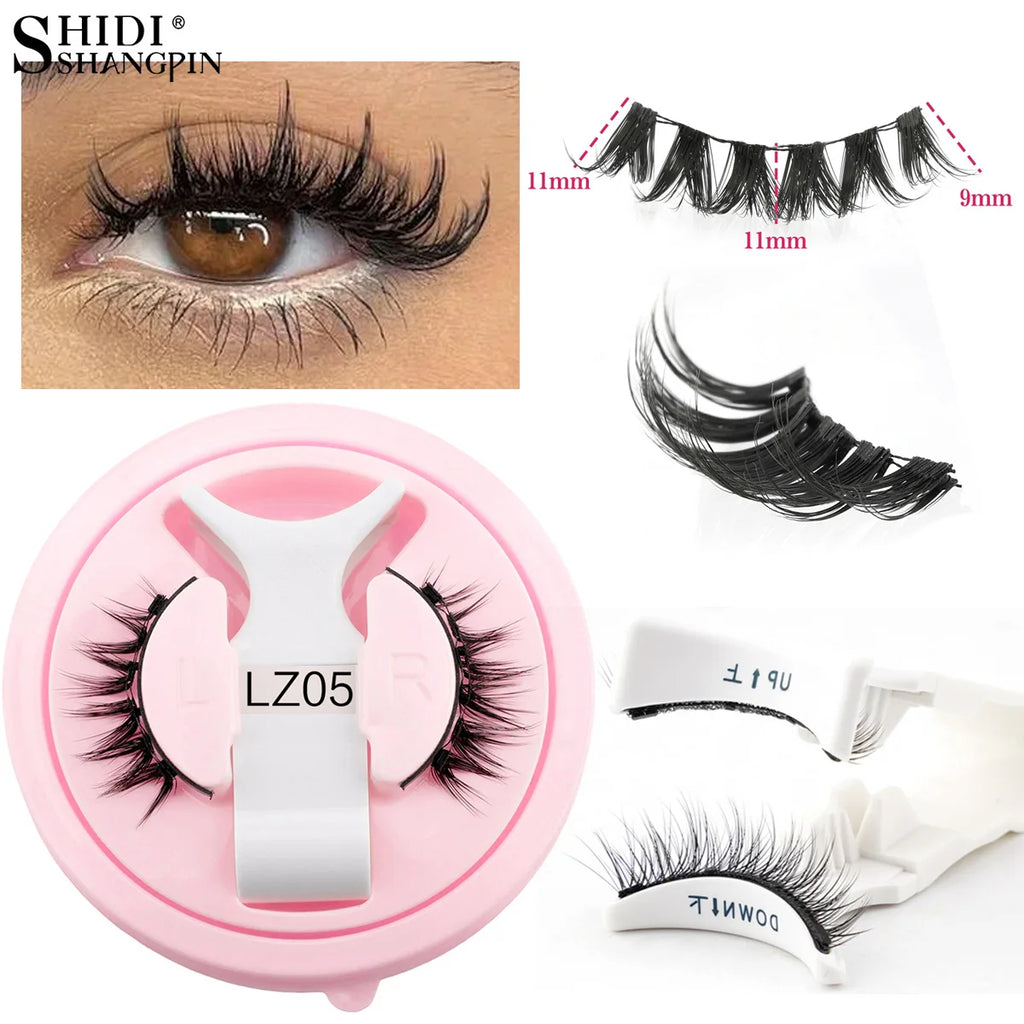 SHIDISHANGPIN 3D Magnetic False Eyelashes — Reusable, Glue-Free, Natural Long & Fluffy Look (1 Pair + Curler)