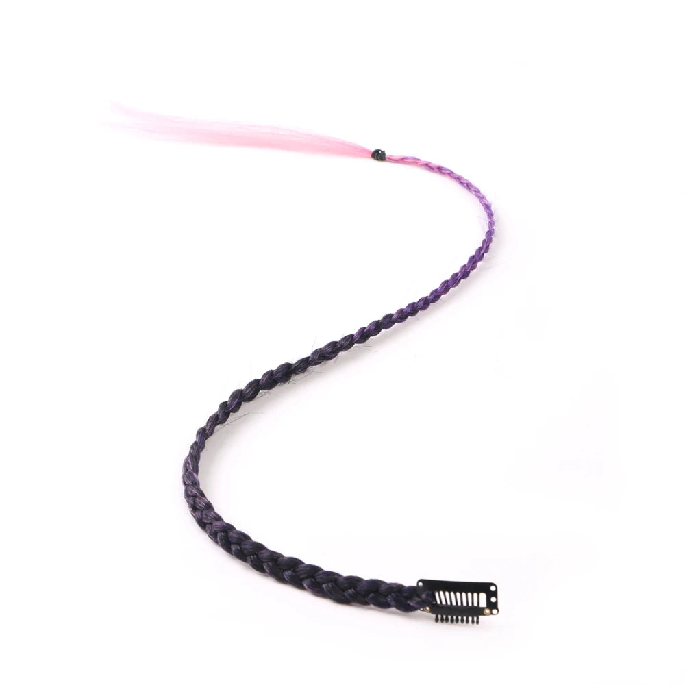 Synthetic 5 Pcs/Lot Clip-in Extensions For Women Ponytail Rainbow Braid Hair Extension 22'' Ombre Hairpiece Box Braid With Clip