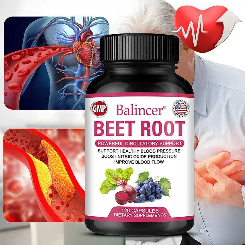 SOOMIIG Organic Beet Root Capsules with Black Pepper – Supports Blood Circulation, Heart & Blood Pressure Health | Rich in Vitamins & Minerals (120 Capsules)