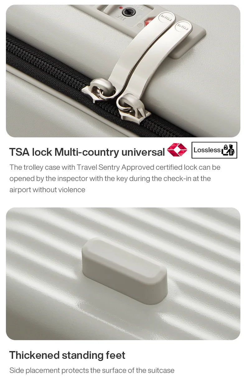 Mixi M9286 Aluminum-Frame PC Carry-On | USB Port, Cup & Phone Holder, TSA Lock, 360° Spinner Wheels (20″/24″)