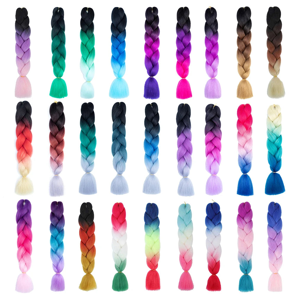 Jumbo Braids Extensions — 24" Synthetic Kanekalon Yaki Straight (Afro Ombre Piano Color)