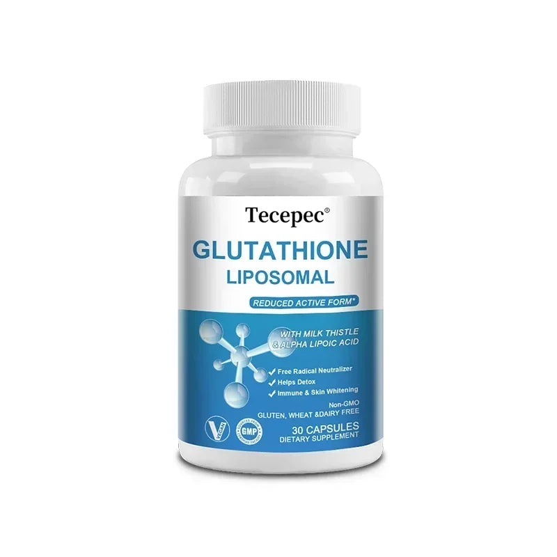 Tecepec Glutathione 1000mg Capsules – Detox & Immune Support | Anti-Aging, Energy & Skin Brightening Supplement (30/60/120 Capsules)