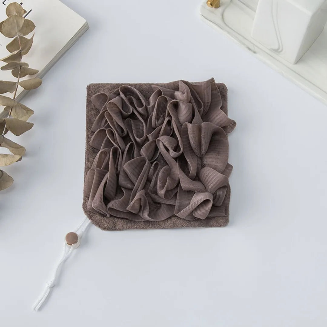 2-In-1 Bath Ball Towel Loofah With Drawstring Closure For Soap Soft Exfoliating Mesh Shower Sponge Body Skin Care Bathing Tools