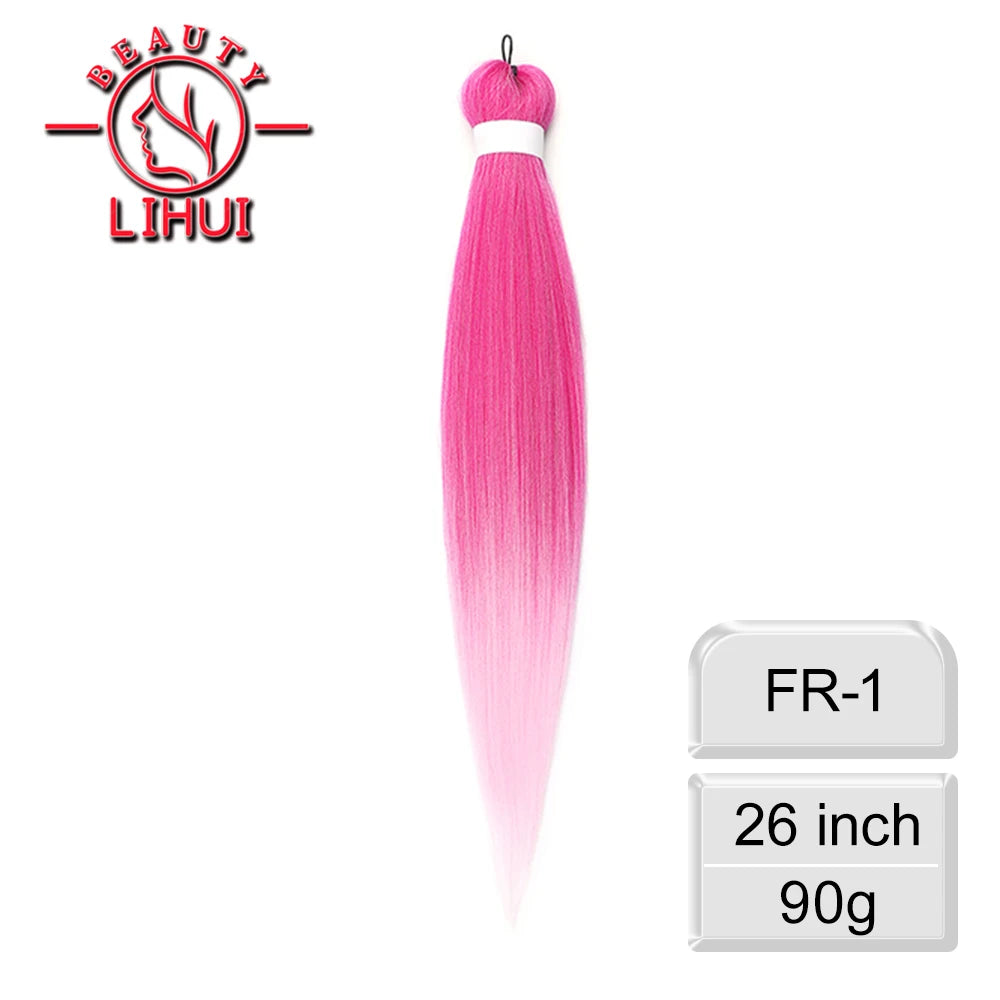 LIHUI Pre-Stretched Jumbo Braids — 26" 90 g Synthetic (Red/Pink, Frosted Colors)