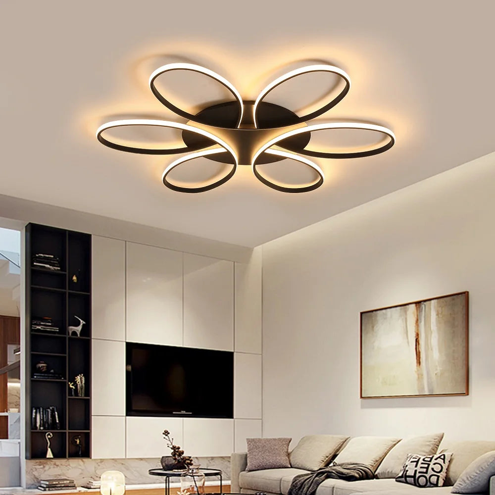 LIMIT LIGHT 6-Ring Modern LED Ceiling Lamp | Dimmable Flower Design