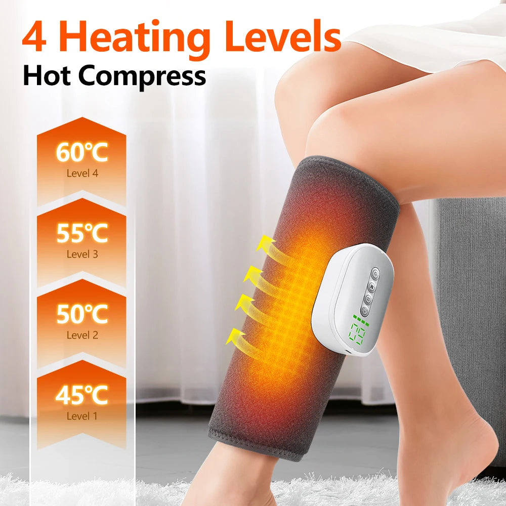 Wireless Air Pressure Calf Massager Electric 4 Mode 8 Level Airbag Compresstion Leg Heating Massage Foot Calf Muscle Relaxation