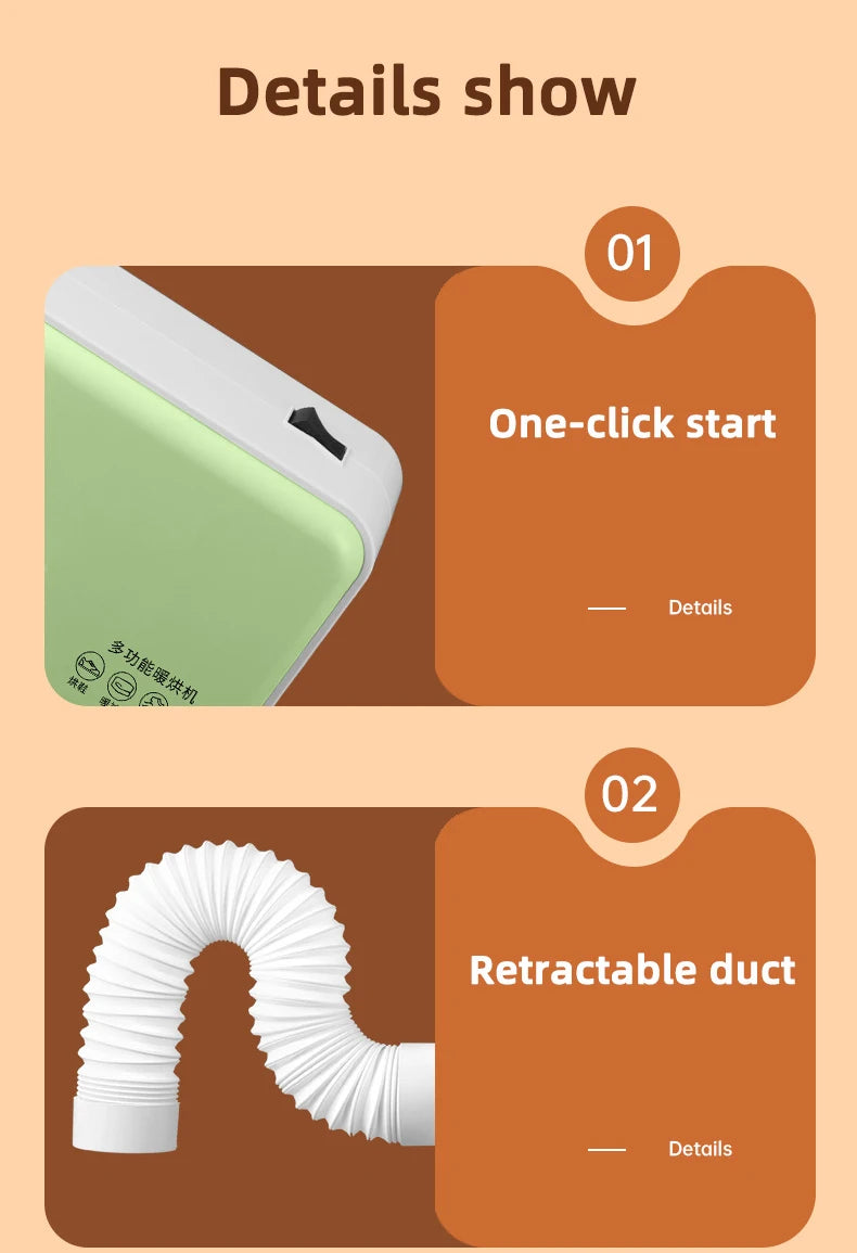 110V/220V Electric Clothes Dryer Laundry Multifunction Quickly Drying Clothes Shoes Warm air Clothes Dryer Heater Drying Machine