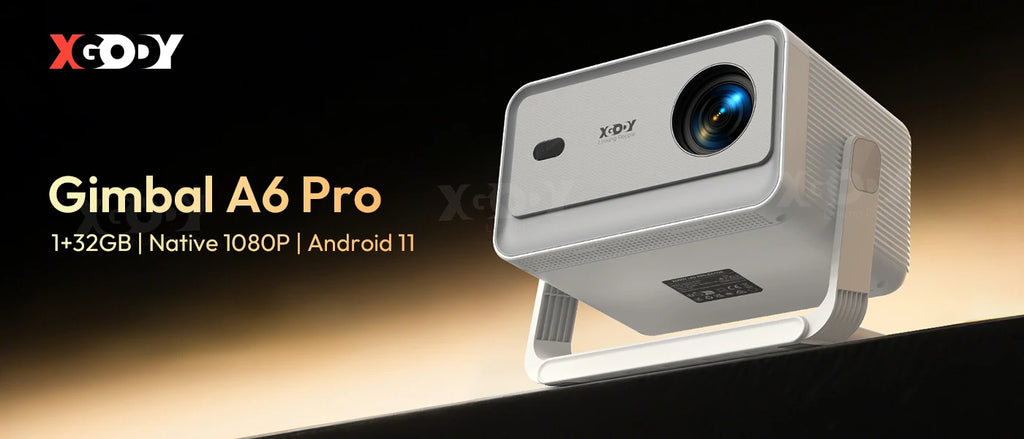 XGODY A6 PRO 4K Native 1080P 650 ANSI Smart Projector AI Auto focus Keystone Correction 360° Portable Projector  Home Cinema