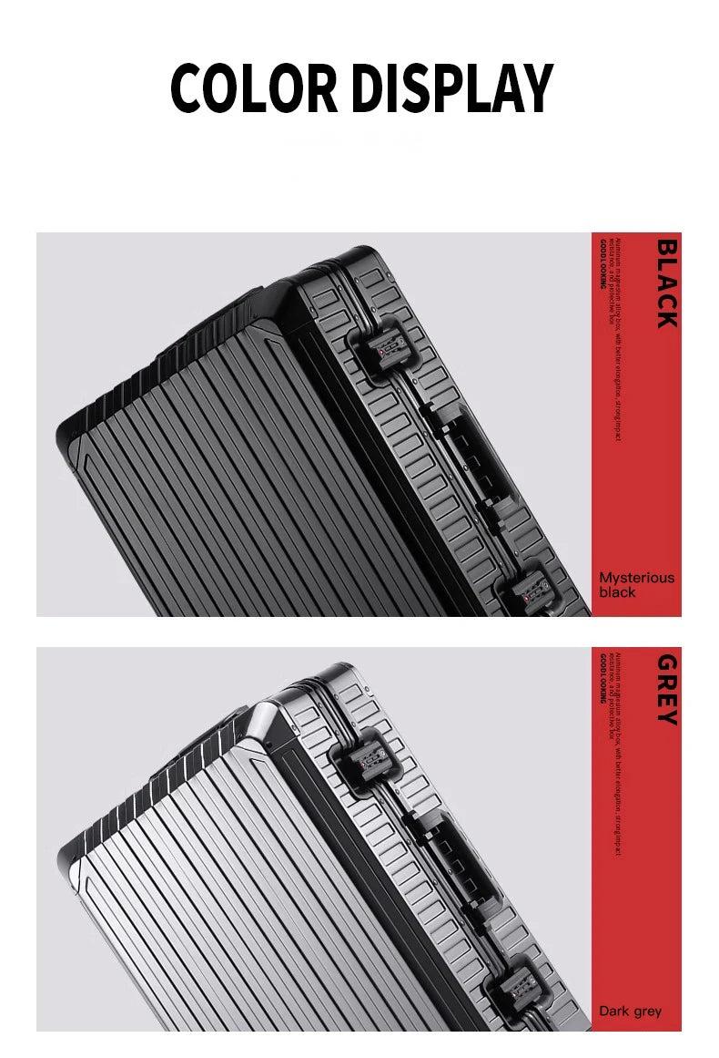 20"24"28" Inch Aluminum Trolley Suitcase Waterproof Metallic Cabin Luggage Trolly Bag With Wheels