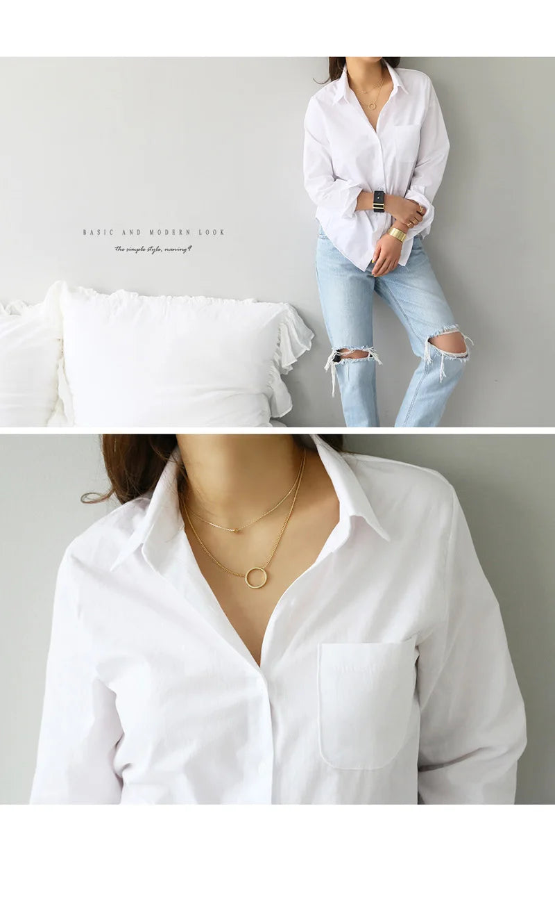 Cotton Blouse White Shirt Fashion Women Blusas Mujer De Moda OL Style Tops Casual Ladies Long Sleeve Shirts and Blouses 3496