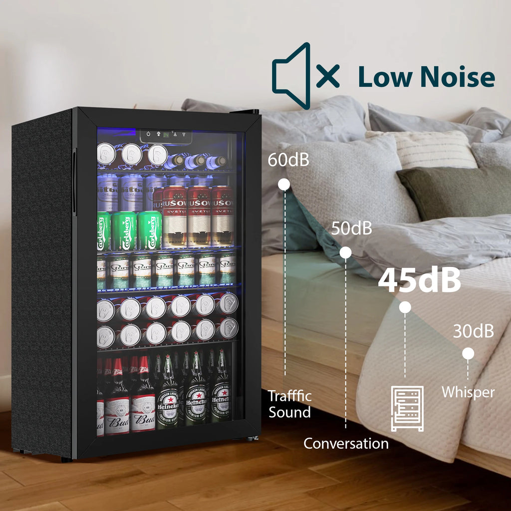 Beverage Refrigerator/Cooler,130Cans Mini Fridge,3.1Cu.Ft Capacity,LED Temperature Control,Flip-Up Door,Suitable for Home/Office