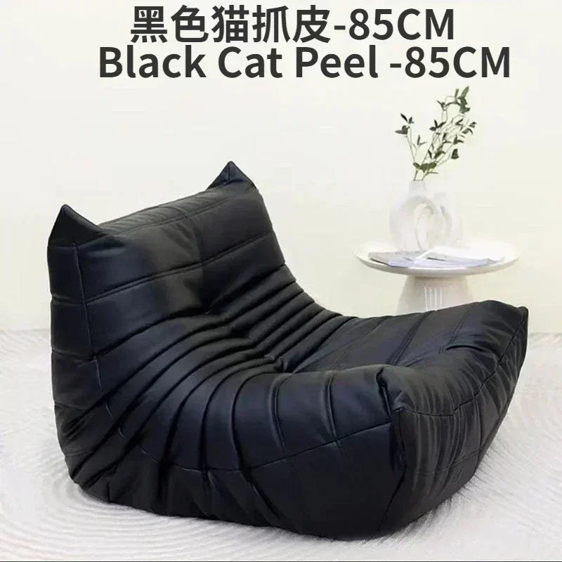Single Casual Sofa Chair with Cat Scratch Leather Nordic Togo Lazy Caterpillar Sofa Bedroom Living Room Balcony Suede Sofa