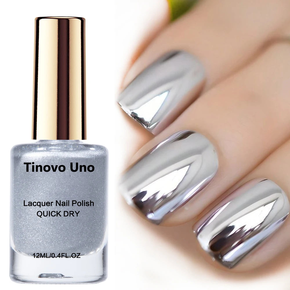 Tinovo Uno Nail Polish Metallic Rose Gold Nail Strengthener Fast Drying Mirror Normal Nails Lacquer Varnish for Manicure Nailart