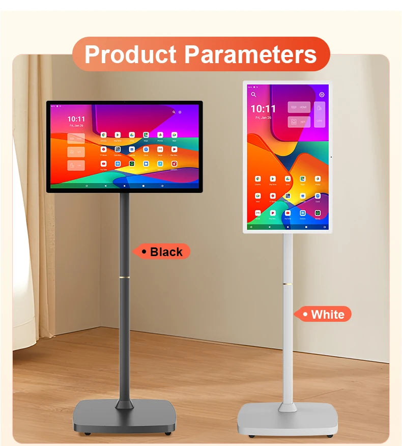 32 Inch Movable With Stand Smart Home Business TV Wireless Smart TV With Rotating Wheels Touch Screen Portable TV﻿