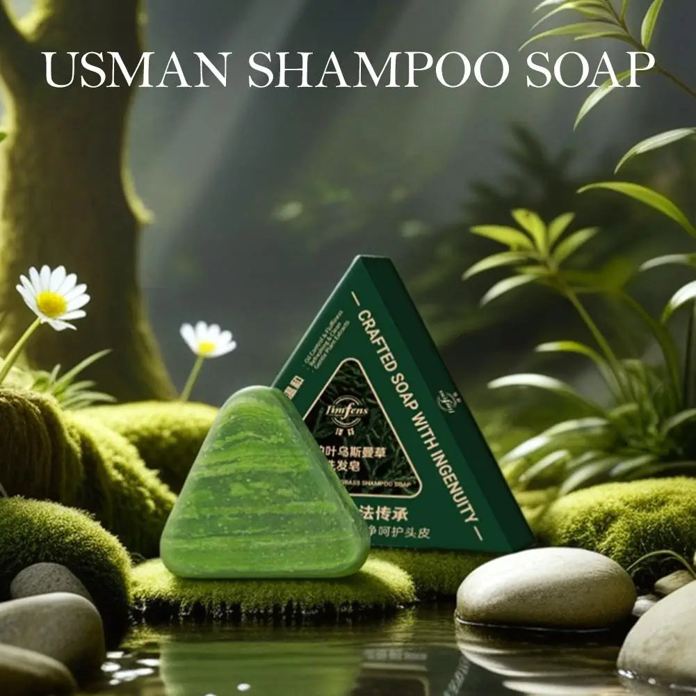 Natural Herbal Shampoo Soap Brand Usman Grass Hair Nourishing Strengthens Roots Controls Oil Cleanses Scalp Plant Handmade Soap