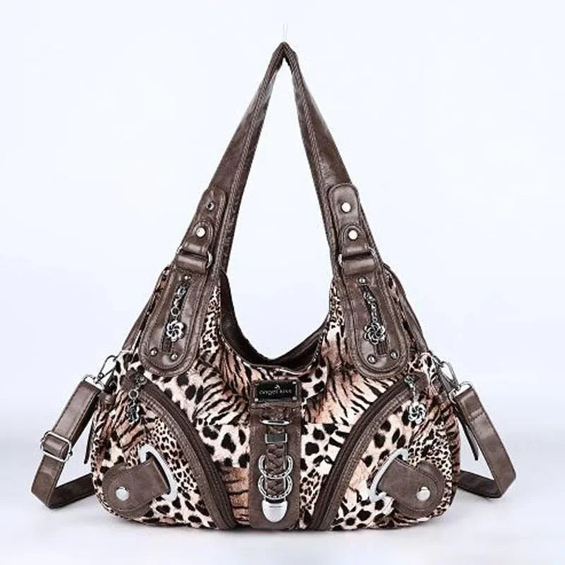 Angelkiss Women Handbags Leopard Shoulder Bag Top-handle Handbag Fashion Satchel Dumpling Shoulder Bag Tote Hobos Large Purse
