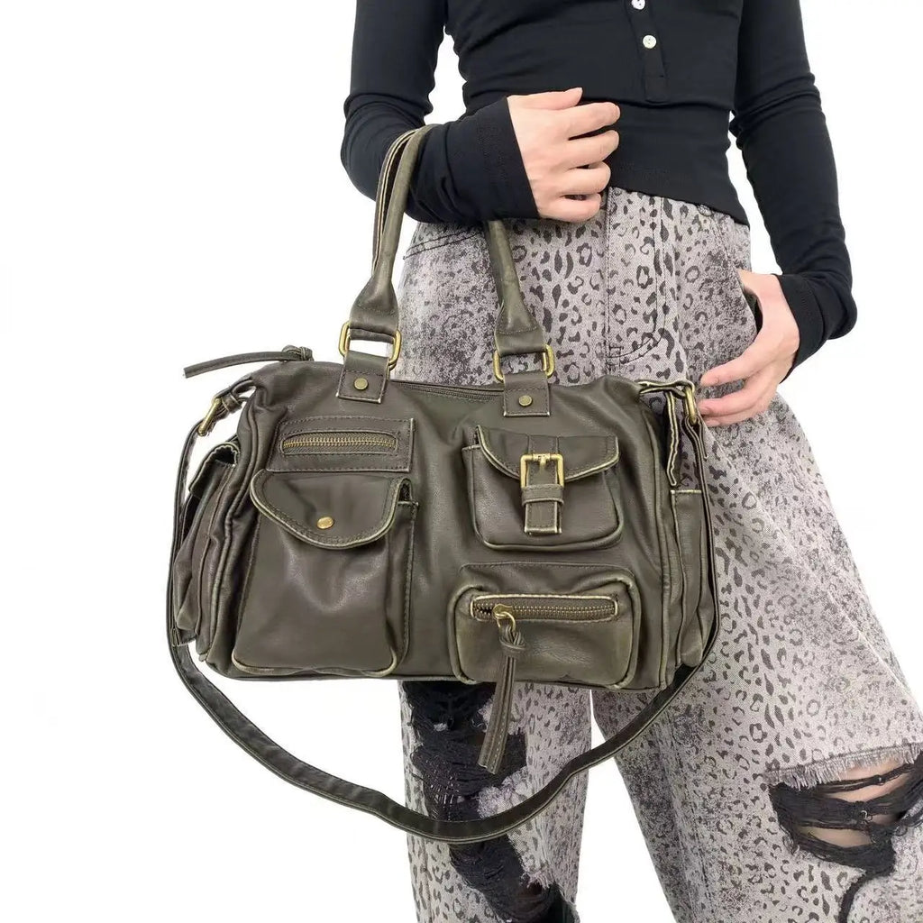 Venn Angel Women Handbags Top-handle PU Shoulder Bag Satchel Fashion Dumpling Pack Tassel Design Multi-pockets Evening Bags