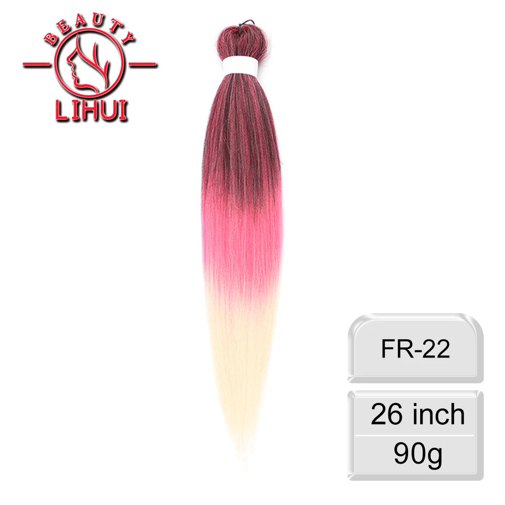 LIHUI Pre-Stretched Jumbo Braids — 26" 90 g Synthetic (Red/Pink, Frosted Colors)