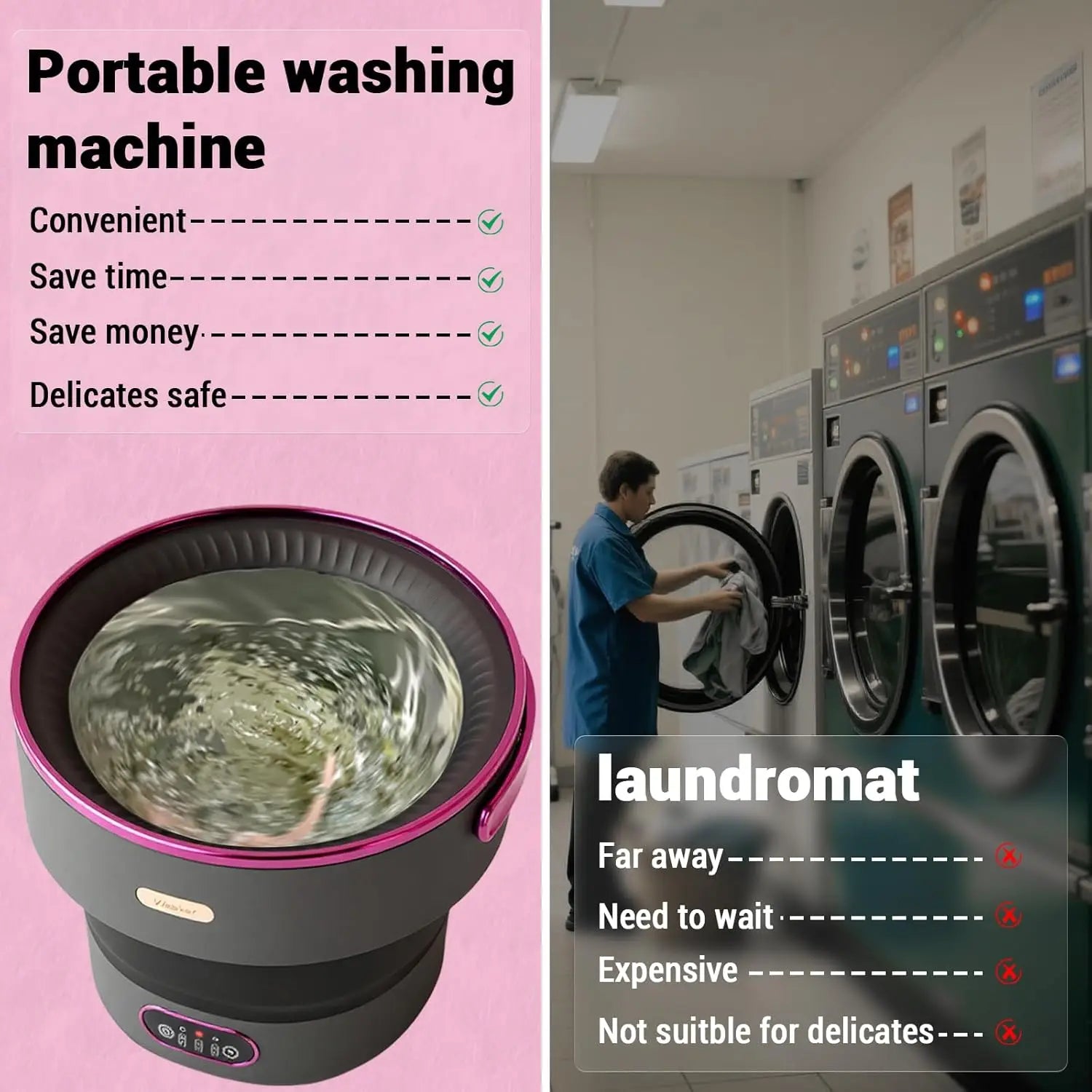 Portable Washing Machine 13L Foldable Mini Washer with with 4 Modes and Spin Basket Deep Cleaning of Underwear Baby Clothes